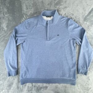 Travis Mathew Quarter Zip pullover sweatshirt heather blue Men's XL nice